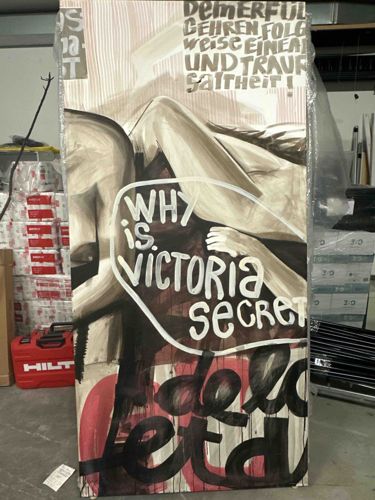 Mixed Media Pop Art Painting 'Why is Victoria Secret Deleted'