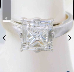 Platinum Diamond Engagement Ring with Princess and Baguette Cut Diamonds