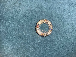 Rhinestone Circular Brooch with Aurora Borealis Accents