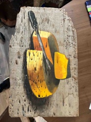 Folk Art Wooden Cheese Painting