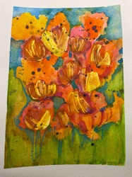Abstract Floral Watercolor Painting by I. Suzanne