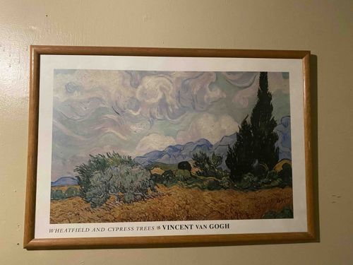 Framed Print of 'Wheatfield and Cypress Trees' by Vincent van Gogh