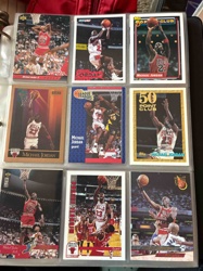 Page of Nine Michael Jordan Basketball Trading Cards