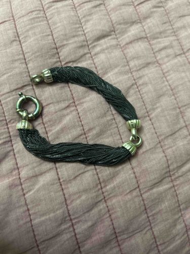 Multi-Strand Black Mesh Bracelet with Toggle Clasp