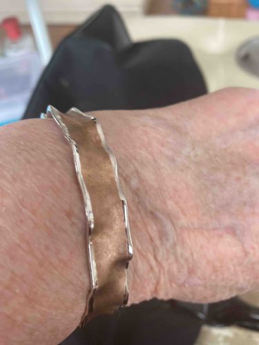 Mixed-Metal Undulating Wavy Bangle Bracelet