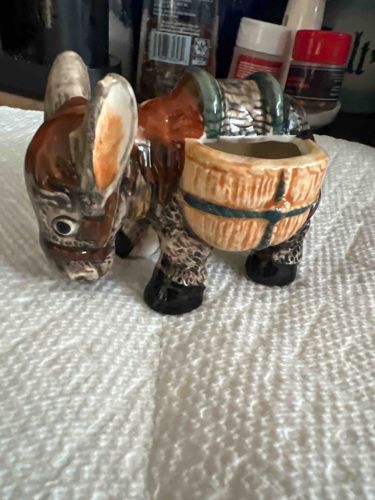 Vintage Ceramic Donkey Pack-Mule Planter