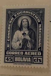 Bolivian II Congreso Eucaristico Nacional Airmail Stamp (45 cts)
