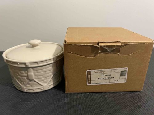 Longaberger Woven Drum Crock in Ivory