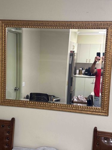 Ornate Rectangular Gold-Framed Wall Mirror