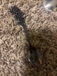 Antiqued Metal Decorative Spoon with Floral Handle