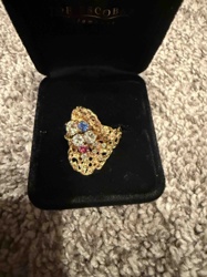 Multi-Gemstone Textured Gold Cocktail Ring