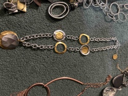 Premier Designs Two-Tone Oval and Chain Statement Necklace