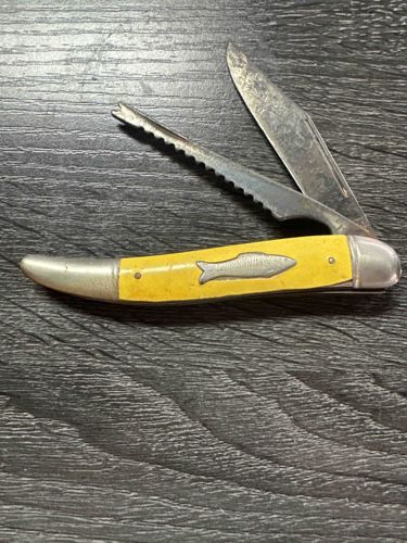 Vintage Yellow Handle Fish Knife / Multi-tool