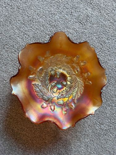 Carnival Glass Acorns and Oak Leaves Bowl