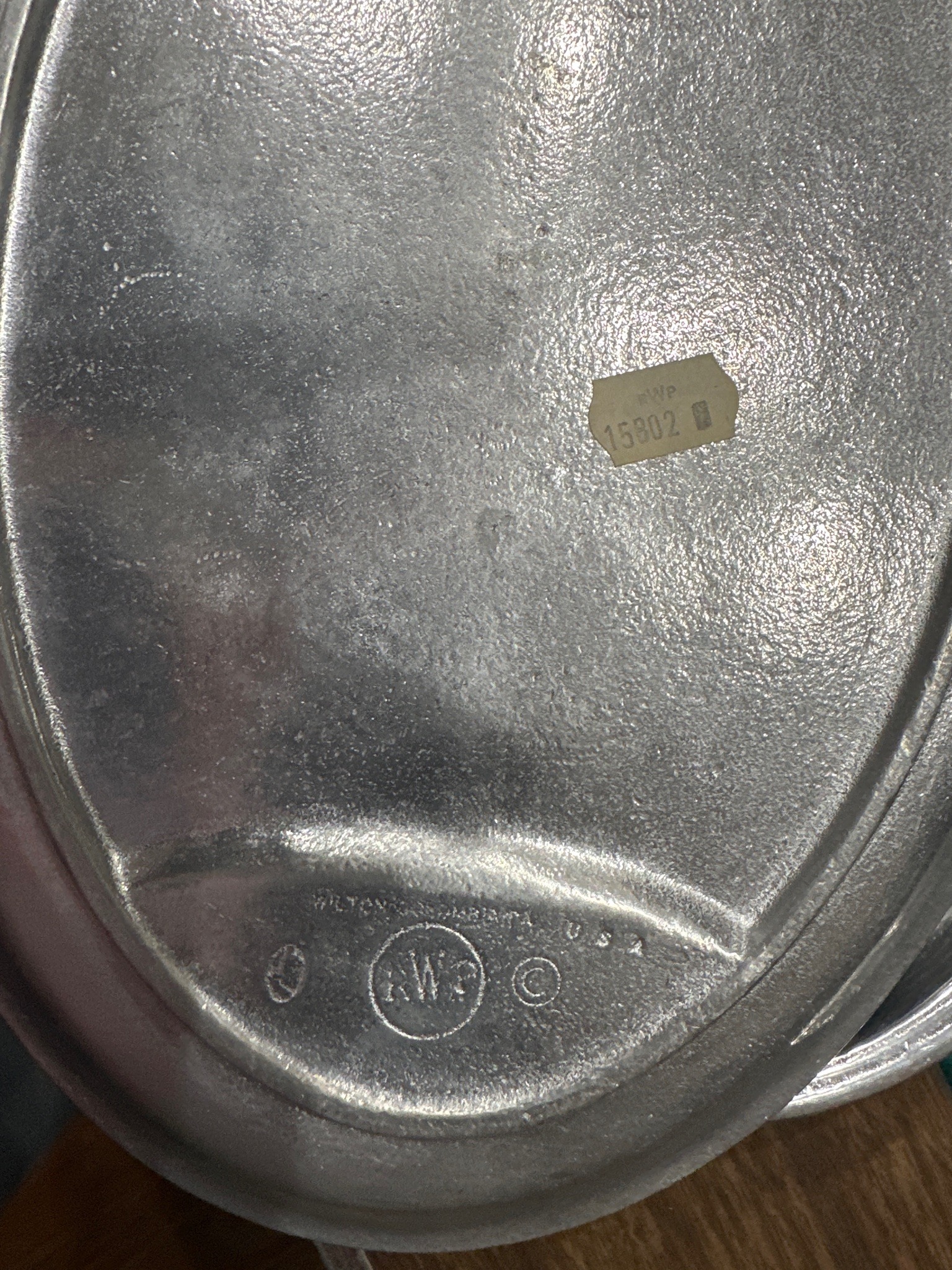 Submitted photo of Armatage Armetale metal platter, bearing maker's mark 'WILTON COLUMBIA, PA. U.S.A.' (not authenticated)