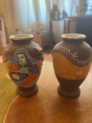 Pair of Japanese Satsuma-style Moriage Vases