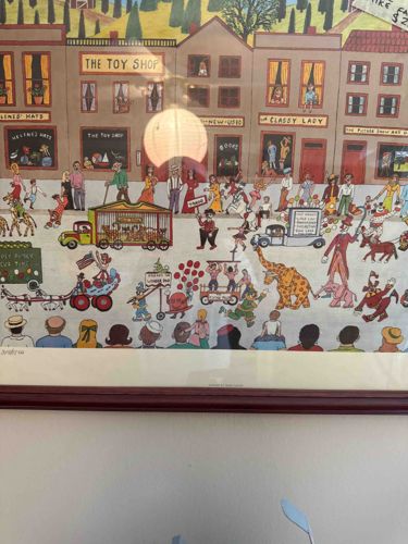 Folk Art Style Framed Parade/Street Scene Print by Borden