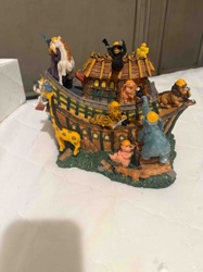 Noah's Ark Figurine with Animals in Hard Hats