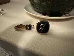 Vintage Monogrammed Tie Clip and Cufflink Set