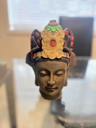 Buddha/Bodhisattva Head Sculpture with Ornate Crown