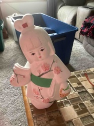 Japanese-Style Girl Figurine with Cherry Blossoms