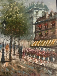 Parisian Street Scene Oil Painting