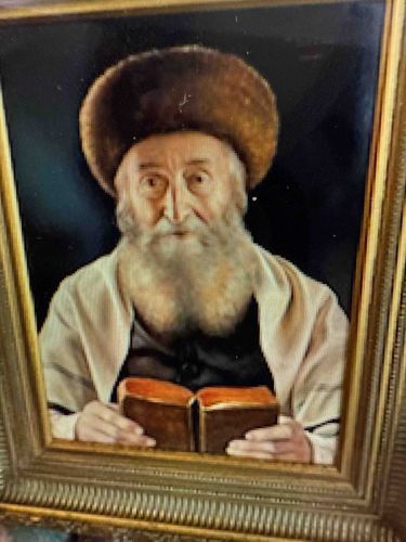 Framed Portrait of a Rabbi Holding a Book
