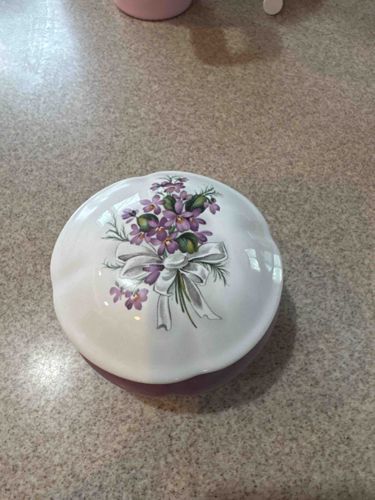 Floral Motif Ceramic Trinket Box