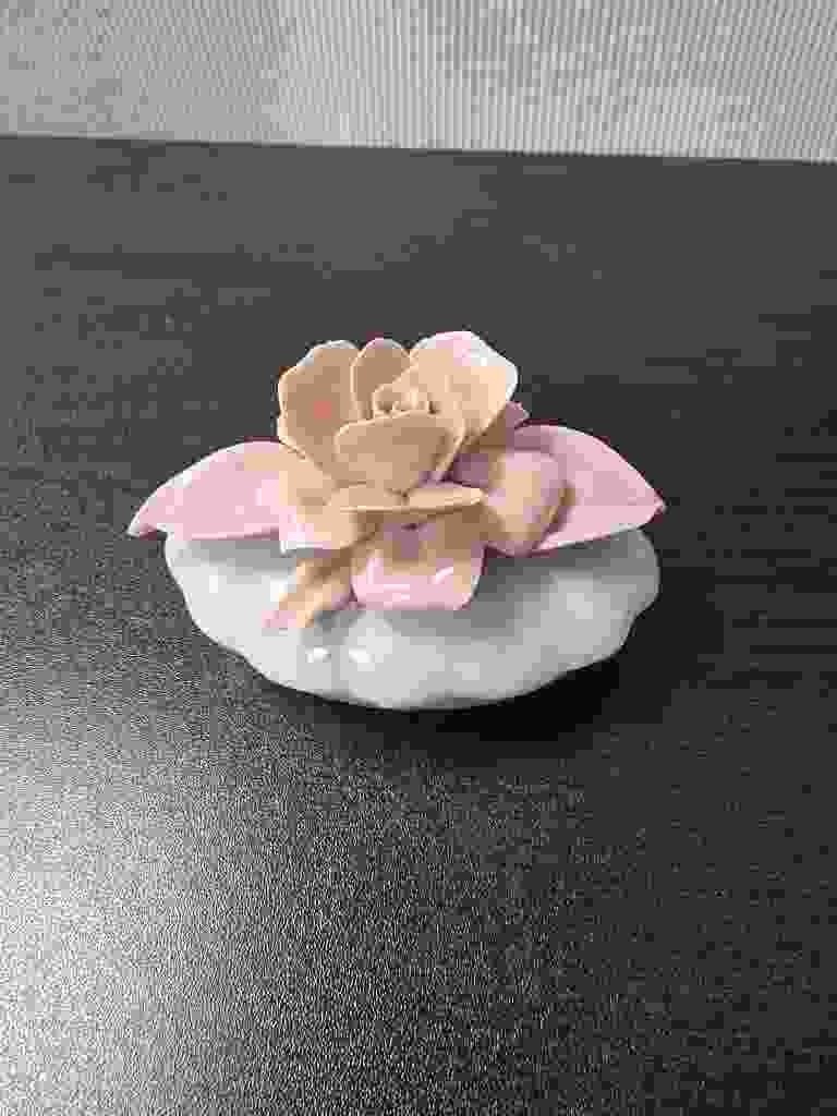 Porcelain Floral Trinket Box Lid or Ornament