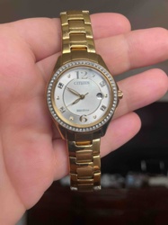 Citizen Eco-Drive Gold-Tone Diamond-Bezel Ladies' Watch