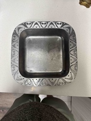 Art Deco Style Pewter Dish with Geometric and Abstract Design