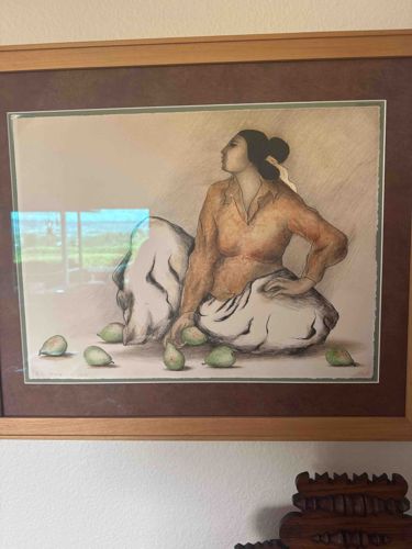 Framed Print: Seated Woman with Pears