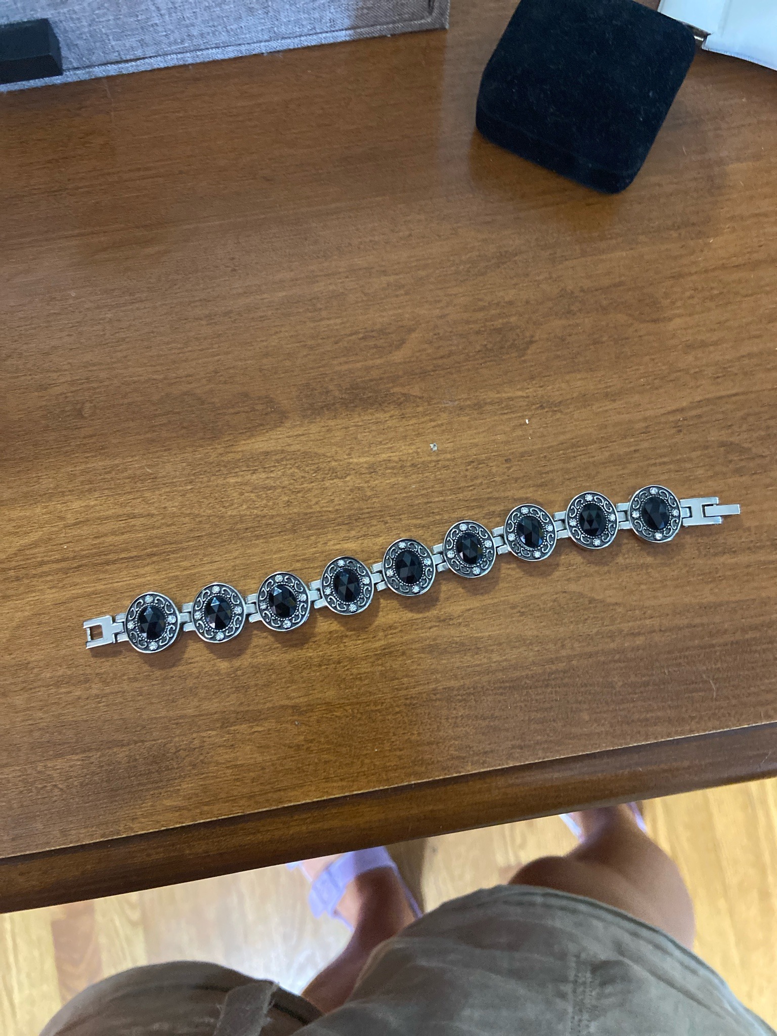 Submitted photo of Costume link bracelet with black and clear stones