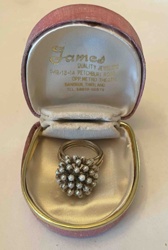 Vintage Imitation Pearl Cluster Ring with Jeweler's Box