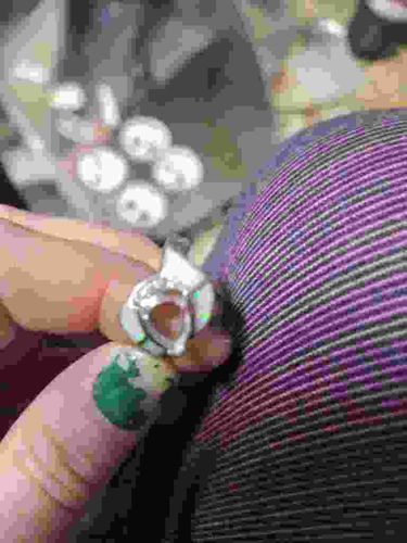 Silver-Tone Fashion Ring with Pear-Shaped Setting