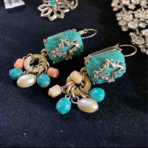 Vintage-Style Turquoise and Mixed Bead Dangle Earrings