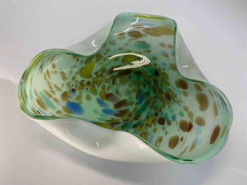 Mid-Century Style Murano-Type Art Glass Fratellli Toso Style Splatter Bowl