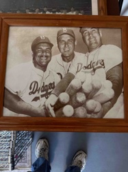 Framed Photograph of Roy Campanella, Gil Hodges, and Duke Snider