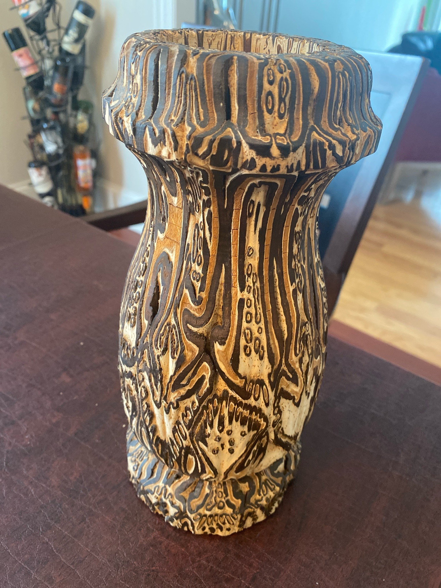 Submitted photo of Carved wooden decorative vessel