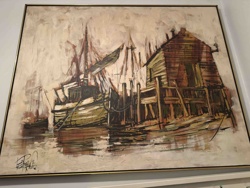 Harbor Scene Oil or Acrylic Painting by K. Bell
