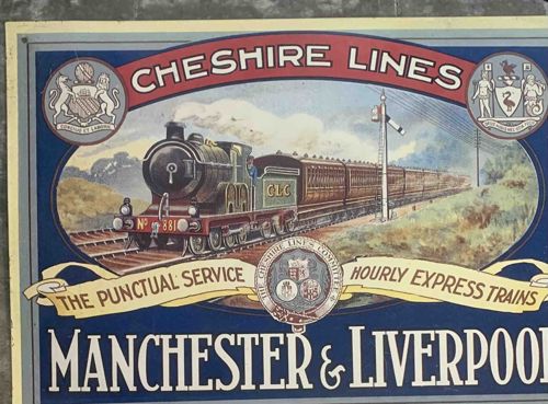 Cheshire Lines Railway Advertising Sign - Manchester & Liverpool