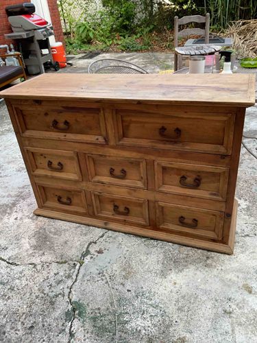 Rustic Mexican-Style Wooden Chest of Drawers