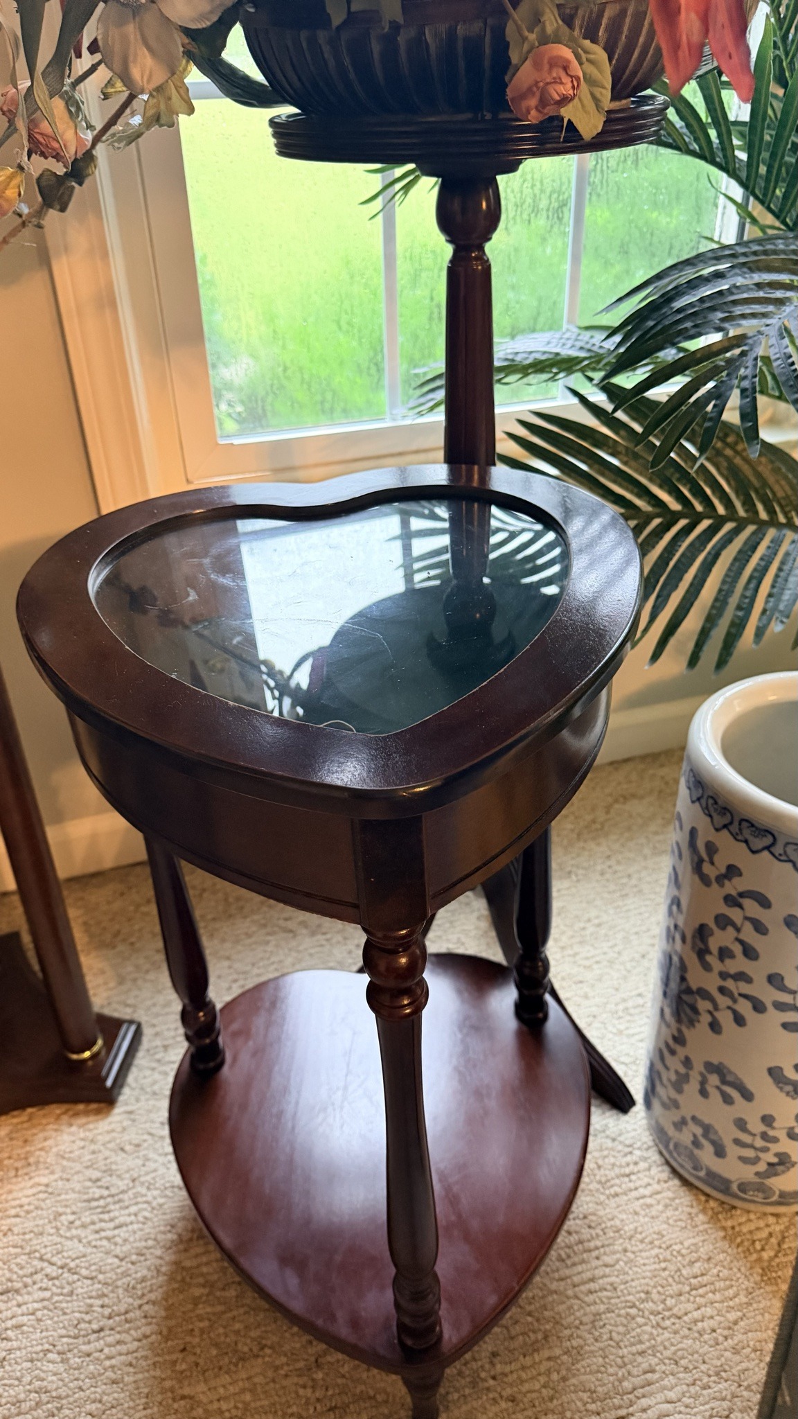 Submitted photo of Heart-Shaped Glass-Top Wooden Accent Table