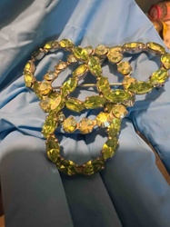 Vintage Green Rhinestone Intertwined Brooch