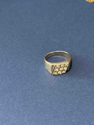 Men's 14k White Gold Diamond Signet Ring