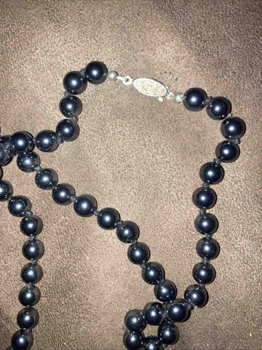 Black Beaded Necklace with Filigree Clasp