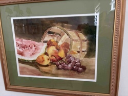 Still Life Watercolor Painting of Fruits with Basket by Billie Samuelson