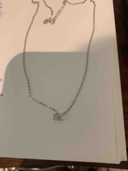 Silver-Tone Necklace with Baguette Moissanite Pendant