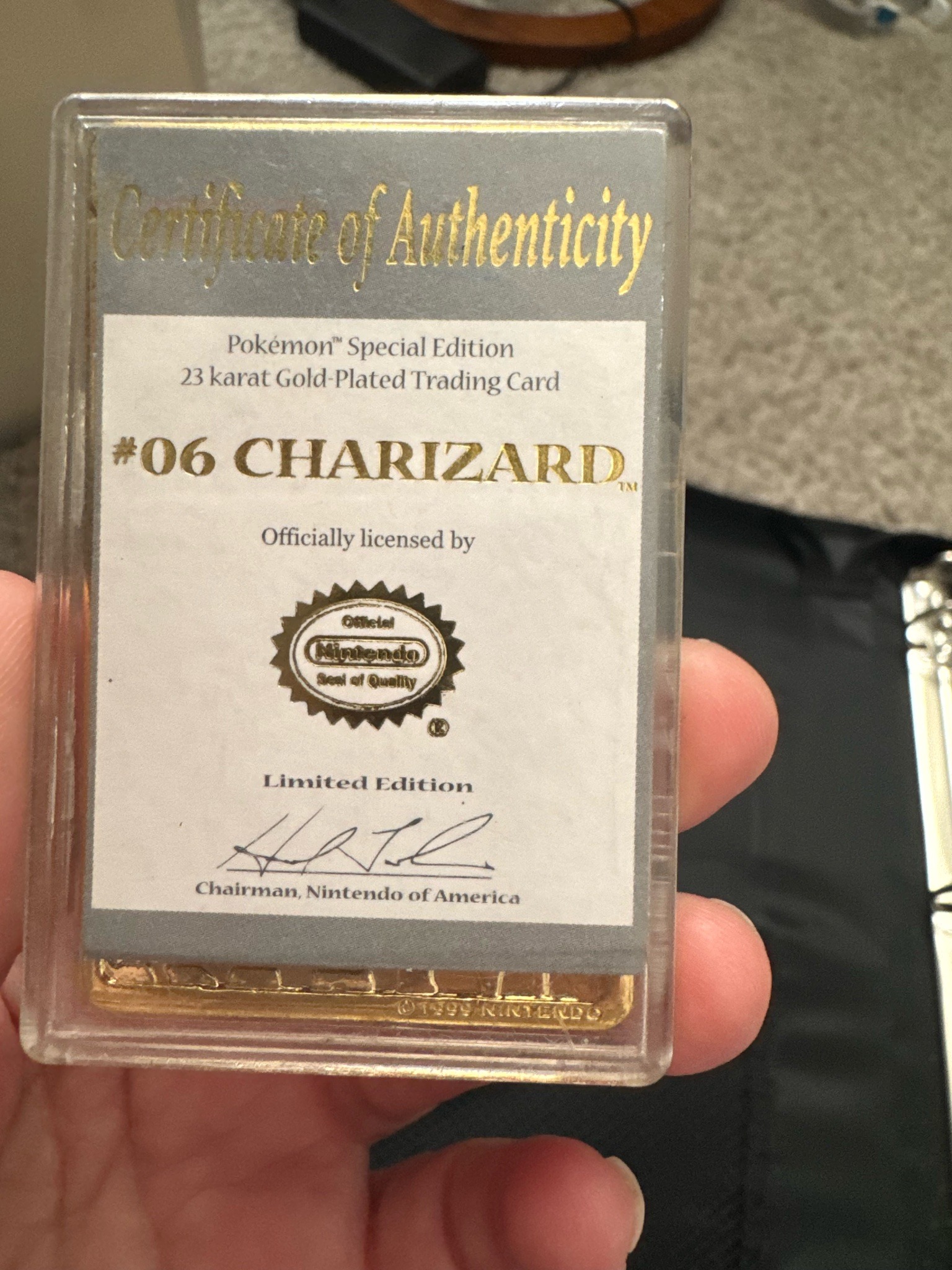 Submitted photo of Pokemon 23 Karat Gold-Plated Charizard Trading Card (not authenticated)