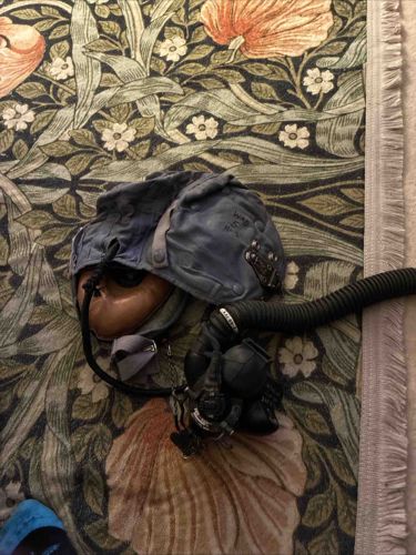 Vintage Flight Helmet and Oxygen Mask Assembly